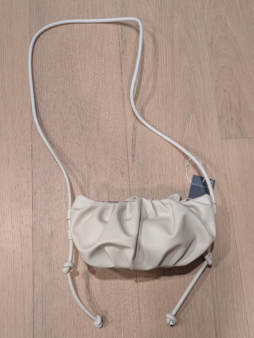 Cream Ruched Crossbody Pouch